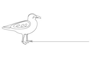 Minimalist Continuous Line Drawing of a Seagull, vector