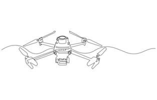 Line art illustration of a drone from above vector