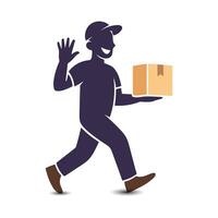 Delivery man holding box parcel for delivery service vector