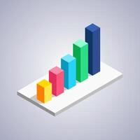 Simple Illustration Design Infographic Bar Chart With Isometric Design Style vector