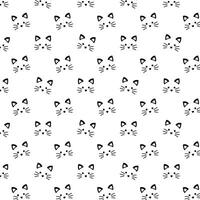 Playful kitty faces dance in monochrome bliss a charmingly quirky pattern vector