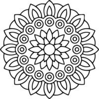 Intricate flower mandala radiating peace and tranquility with clean line work against a crisp white vector