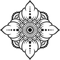 Intricate symmetrical floral mandala symbolizing growth harmony and personal transformation in black vector