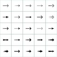 Navigating choices A grid of diverse arrow styles symbolizes direction and decision making vector