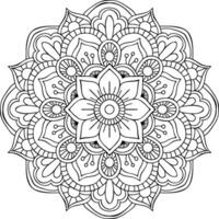 Meditative Mandala A journey into mindful coloring seeking peace and creative expression in a complex floral design vector