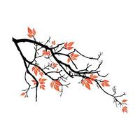 A graceful silhouette of autumn branches adorned with vibrant orange leaves dancing in the cool air vector