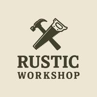 Embrace the Craftsmanship Rustic Workshop Logo Design Featuring Classic Carpenter Tools vector