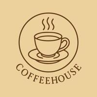 Elegant Simple Coffee House Branding Art with Warm Brown Tones and Steaming Brew vector