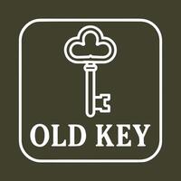 Vintage skeleton key outline on a dark background an elegant old key icon graphic vector