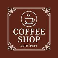 Sophisticated Coffee Shop Logo Design Vintage Estd 2024 Steaming Cup Emblem vector