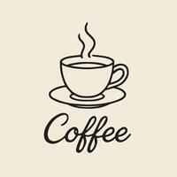 Minimalist Hot Coffee Cup Outline with Steaming Essence and Elegant Script Text vector