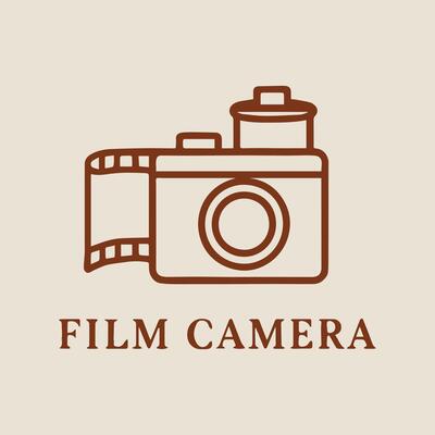 Retro Film Camera Icon Capturing Timeless Moments in Brown and Cream