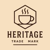 Elegant Coffee Cup Design for Cafe Brand Heritage Trademark Style vector