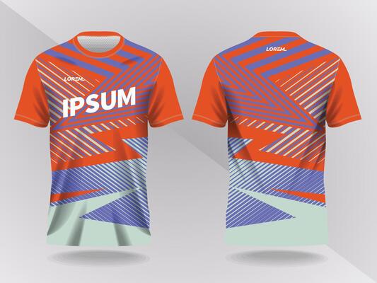blue orange abstract background and pattern for sport jersey design and mockup. front and back view template
