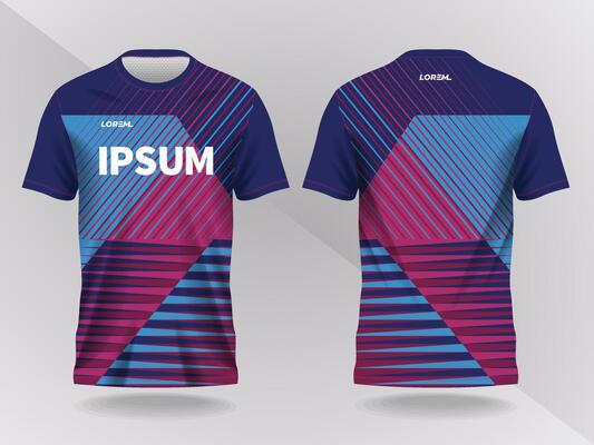blue and purple pink background and pattern for sport jersey design and mockup. front and back view template