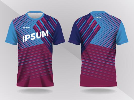 blue and purple pink abstract background and pattern for sport jersey design and mockup. front and back view design