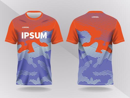 camo blue and orange abstract background and pattern for sport jersey design and mockup. front and back view template