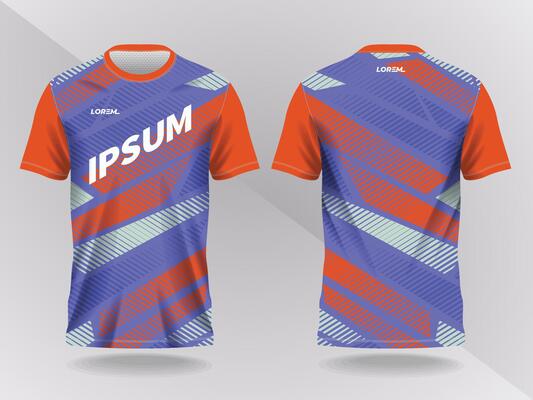 abstract blue and orange background and pattern for sport jersey design and mockup. front and back view template
