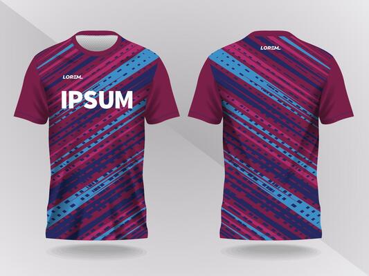 abstract blue and purple pink background and pattern for sport jersey design and mockup. front and back view template