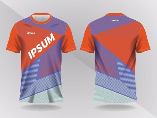 blue and orange abstract background and pattern for sport jersey design and mockup. front and back