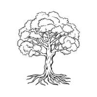 A majestic oak tree standing tall and proud its roots delving deep symbolizing strength with simple vector