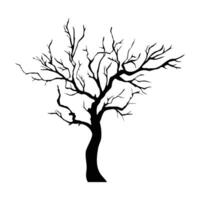 Stark silhouette of a barren tree reaching toward a monochrome sky evoking a mood of solemn vector