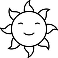 Sun smiling face coloring pages vector