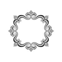 Elegant Floral Frame, Ornamental Border, Black and White vector