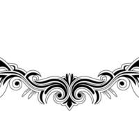 Elegant Black White Floral Scroll Border, Decorative Element vector