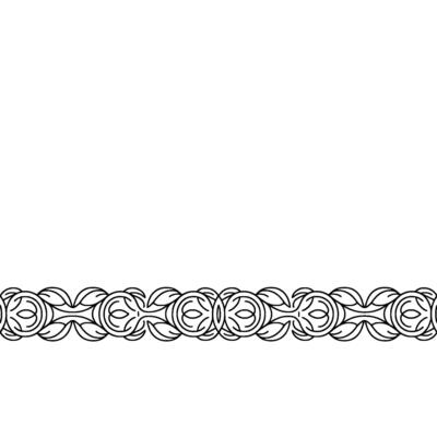 Minimalist Decorative Border Element, Black and White Floral Pattern