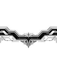 Tech Deco Border Black Lines Decorative Ornament on White vector