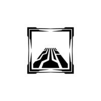 Geometric Abstract Pathway Black and White, Minimalist, Modern vector
