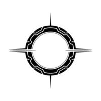 Geometric Compass Rose Black White Minimalist vector