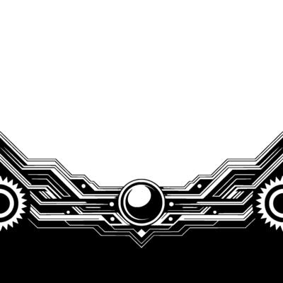 Geometric Tech Border Black White Art Deco