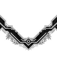 Geometric Techinspired Border, Minimalist, Futuristic, Grayscale vector