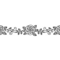 Elegant Rose Floral Border Line Art, Decorative Element vector