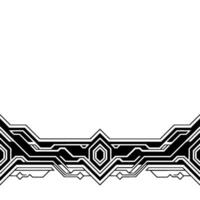 Futuristic Circuit Board Border, Black and White Tech vector