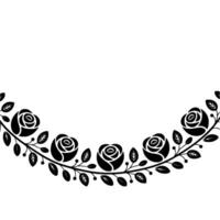 Elegant Black Rose Garland on White Background vector