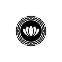 Elegant Lotus Flower Emblem in a Decorative Circular Frame vector