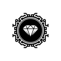 Tech Diamond Futuristic Gem in a Circuit Board Emblem vector