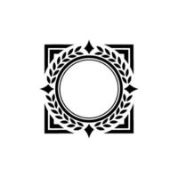 Elegant Minimalist Badge With Laurel Wreath Frame, Black White vector