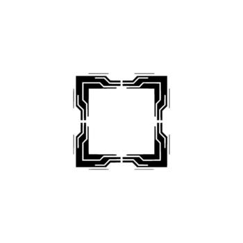 Futuristic Tech Frame Minimalist Square on Light Gray Background vector
