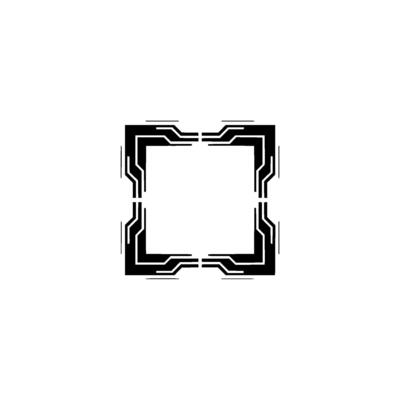 Futuristic Tech Frame Minimalist Square on Light Gray Background