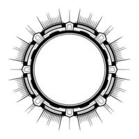 Art Deco Circular Frame With Spikes, Abstract vector