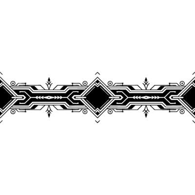 Geometric Art Deco Ornament Black White Border