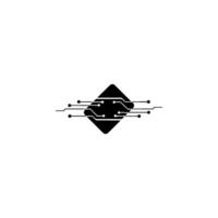 Minimalist Tech Diamond Circuitry On White, Modern vector