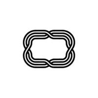 Minimalist Geometric Black White Frame With Intertwined Stripes vector