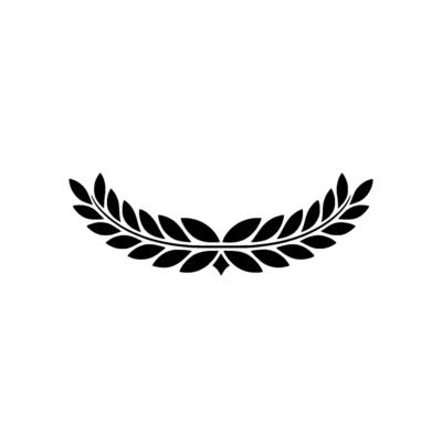 Elegant Black Laurel Wreath On White, Minimalist