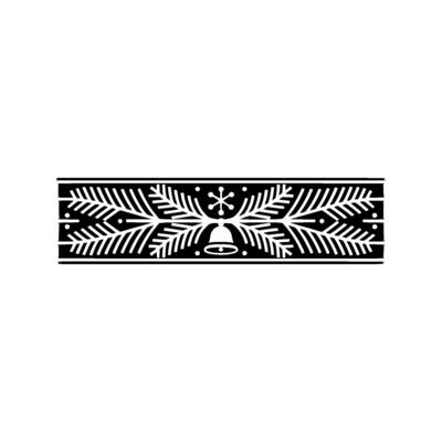 Christmas Bell Snowflake Border, Black White