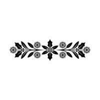 Elegant Holiday Ornament Black Holly Snowflakes On White vector